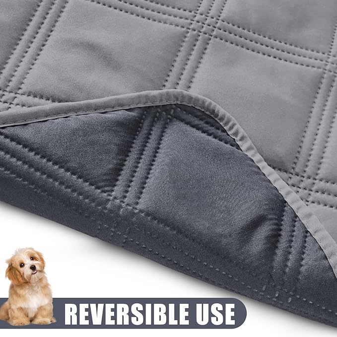 Smiry Waterproof Dog Bed Cover Blanket 40x70, Soft Reversible Pet Blanket, Washable Leakproof Cats Dogs Couch Cover for Sofa, Couch, Furniture, Grey/Dark Grey