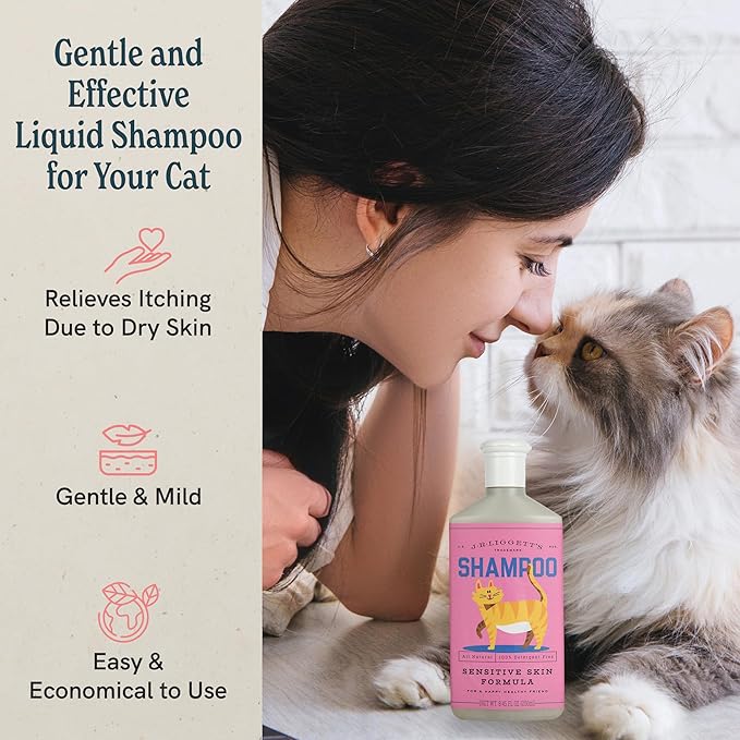 J.R.LIGGETT'S Natural Liquid Cat Shampoo for Sensitive Skin - 100% Detergent Free, Non-GMO, Tear-Free Formula Gently Calms Dry, Itchy Skin - Safe for Kittens and for Regular Use - 8.45 fl oz