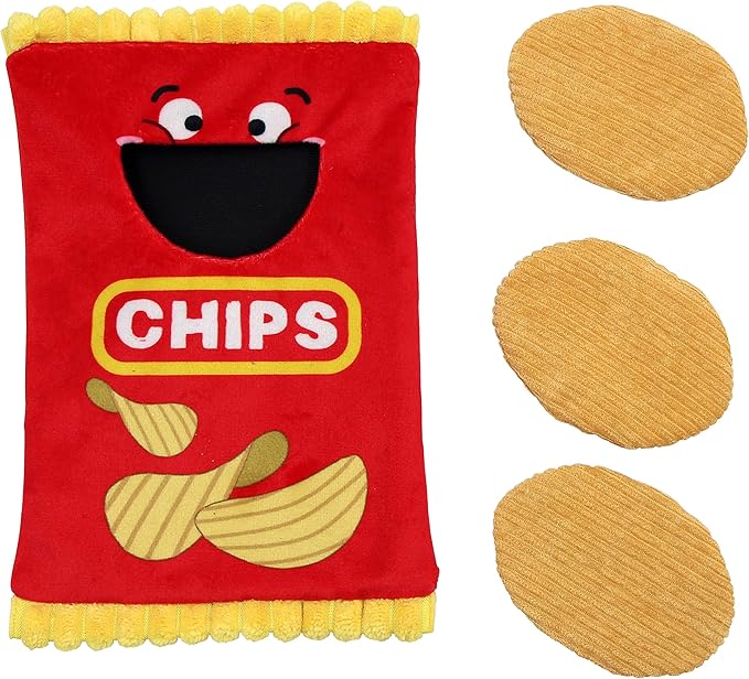 Jumpaws 4 Pack Burrow Catnip Cat Toys Potato Chips Set, Accessories for Indoor Cat, Catnip Plush Toy Set, Burrow Cat Toy