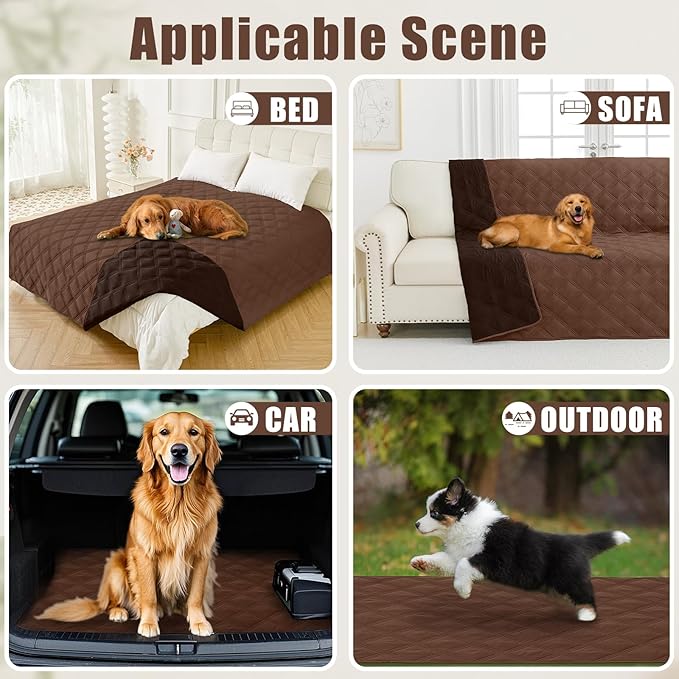 Smiry Waterproof Dog Bed Cover Blanket 82x120, Soft Reversible Pet Blanket, Washable Leakproof Cats Dogs Couch Cover for Sofa, Couch, Furniture, Brown/Chocolate