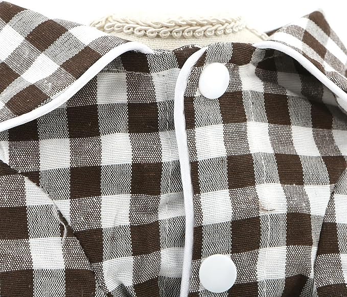 SMALLLEE_LUCKY_STORE Dog Pajamas for Small Medium Dogs Cats Soft Pet Sleepwear Shirts Comfortable Lapel Pjs Loungewear Clothes Bulldog Chihuahua Yorkie Two-Legged Outfit, Coffee, XS