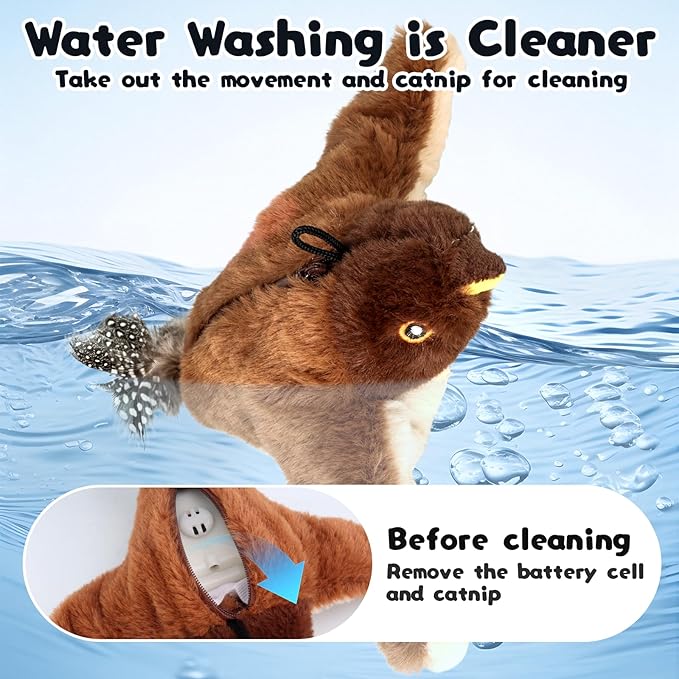 Interactive Chirping Bird Cat Toy,2026 New Flying Bird Cat Toy Flapping Bird Toy,Simulation Chirping Bird Toys Interactive Cats Toys for Bored Indoor Outdoor(1)
