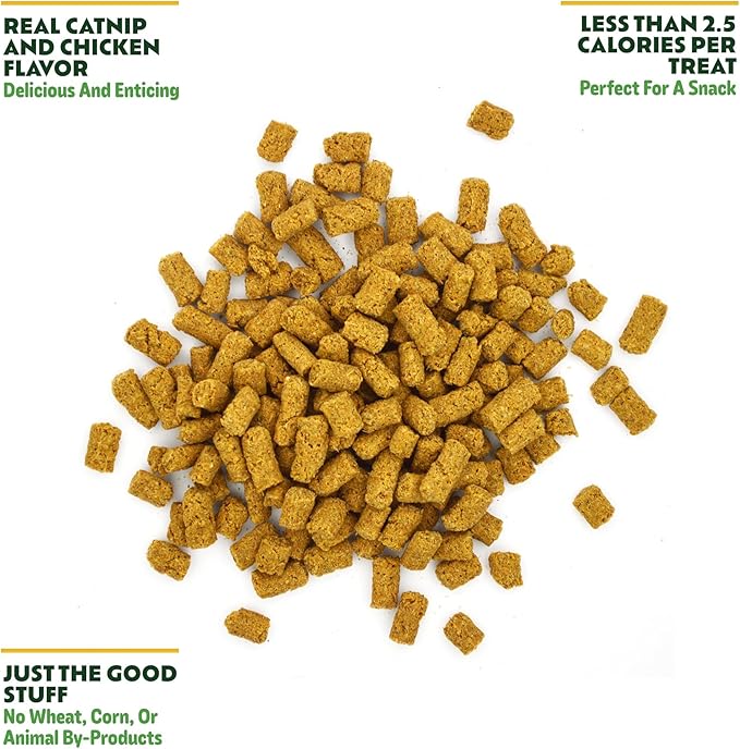 Crunchy Natural Chicken with Catnip Treats for Cats, 2.75 oz (3-Pack) | Low Calorie Carefully Crafted Treats for Indoor and Outdoor Felines | Hand Harvested Catnip