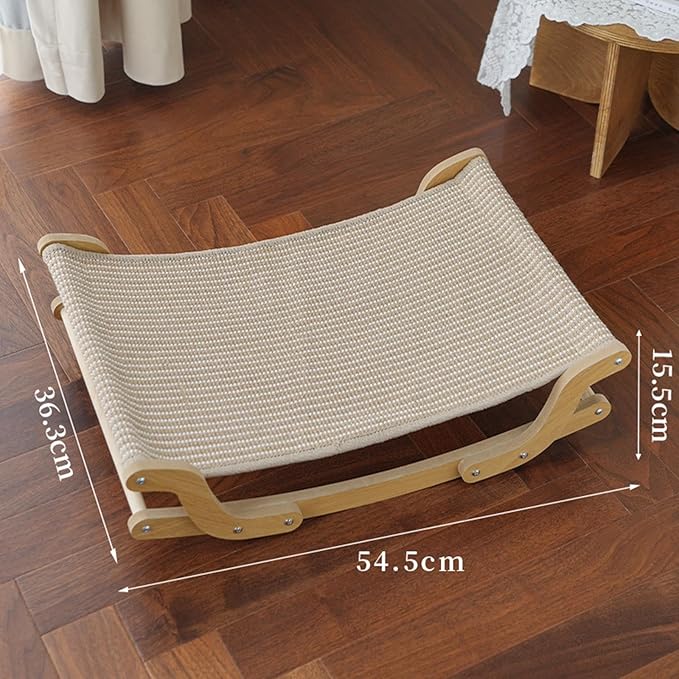 Baoblaze Cat Scratcher Bed Scratching Board Sturdy Playing Resting Protect Furniture Chair Lounge for Indoor Cats Wood Scratch Lounger, Linen Cushion