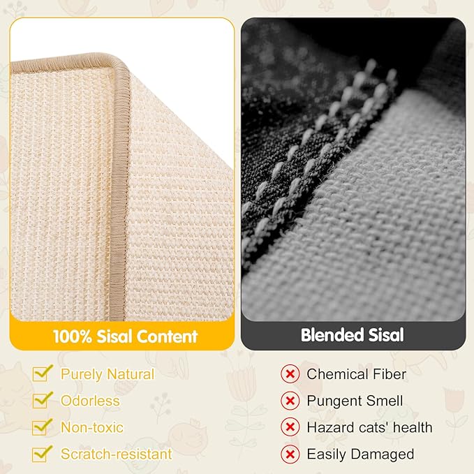 Cat Scratcher Bed Sisal Cat Scratching Bed Hammock for Indoor Cats Sisal Chair Scratch Post Scratching Mat for Large Cats Scratcher Lounger, Wooden Cat Furniture