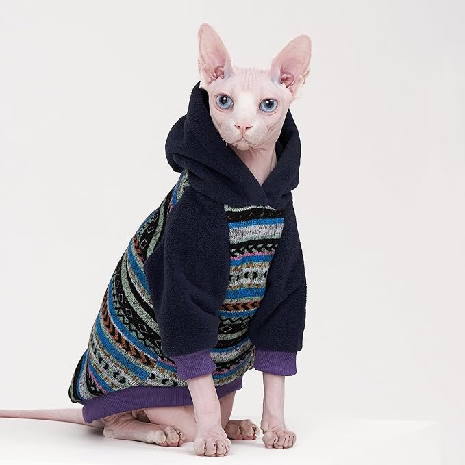 Sphynx Cat Hoodie SweaterWarm Fleece Sweater for cat, Knit Fleece Dog Clothes for Kitten Small Medium Dogs (X-Large)
