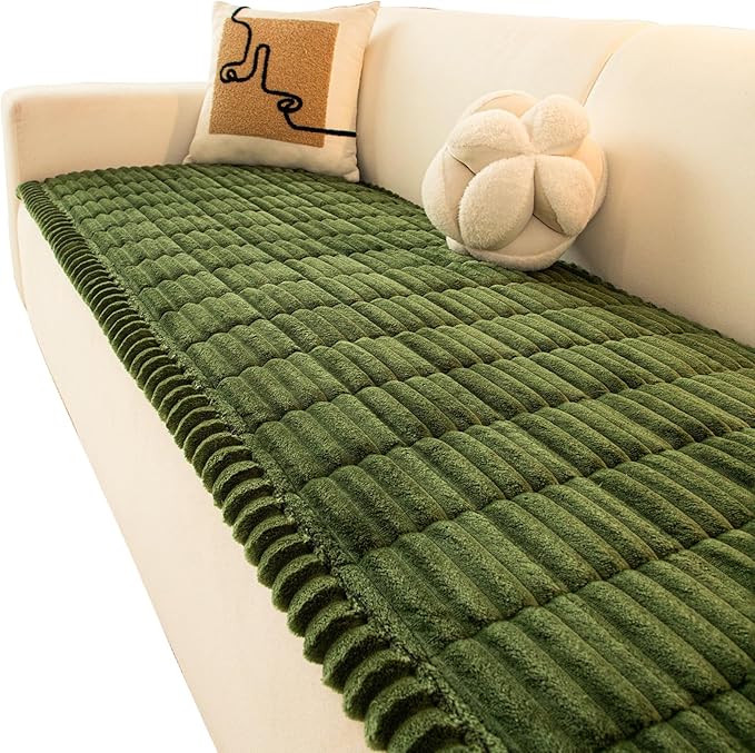 Anti-Slip Sofa Cushion, Washable Couch Cover Cat Mat Pet Pad Blanket for Furniture Protector Customizable Sofa Slipcover Pets Friendly(90x300cm(35x118inch), Dark Green)
