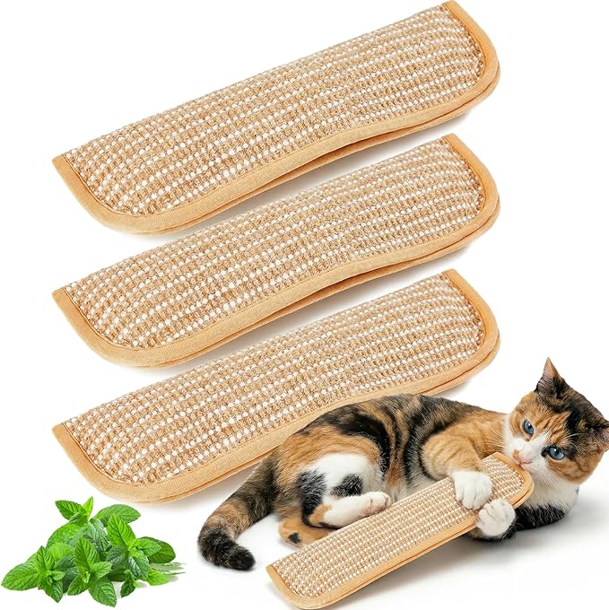 3Pcs Organic Catnip Pillows for Indoor Cats - 10000mg A+ Catnip, Sisal Scratcher Mat, Durable Teething Toy for Aggressive Chewers,Boredom, Anxiety Relief (3Pcs Small)
