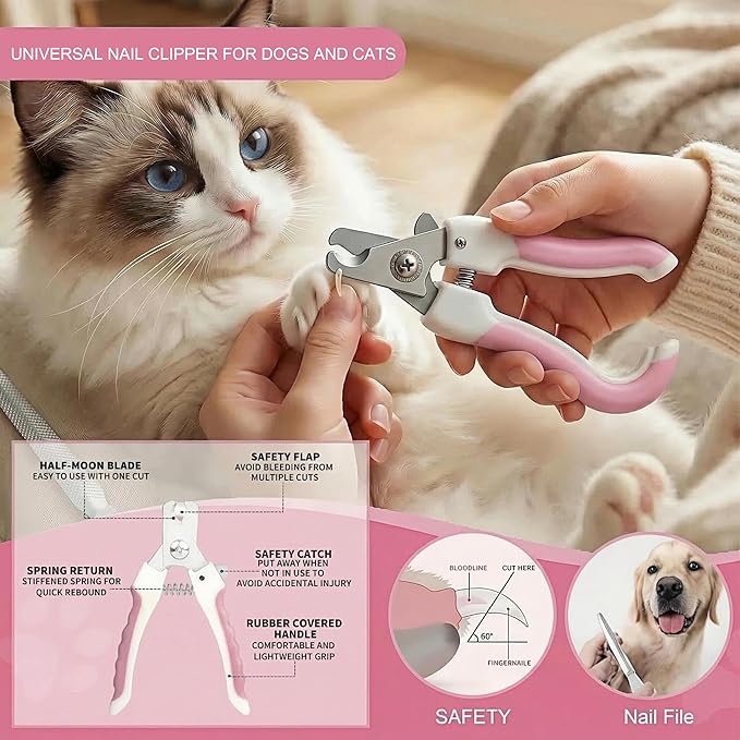 19PCS Dog Bath Kit & Dog Brush Kit for Dogs & Cats - Professional Pet Grooming Tools Set with Shedding Brush, Bath Scrubber, Dematting Comb & Storage Bag - Complete Dog Washing Essentials, Pink
