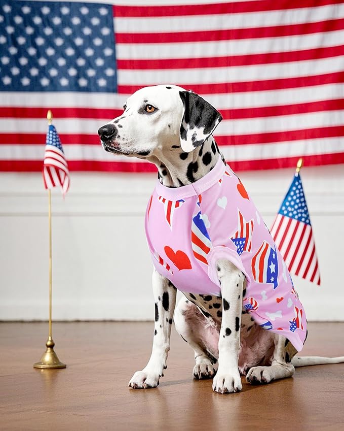 PET SHOW 4 Pack 4th of July Dog Clothes for Large Dogs Patriotic Shirts Stripes Stars Vest American Flag T-Shirts for Independence Day Holiday Party Pets Tank Top Boy Girl(XX-Large)