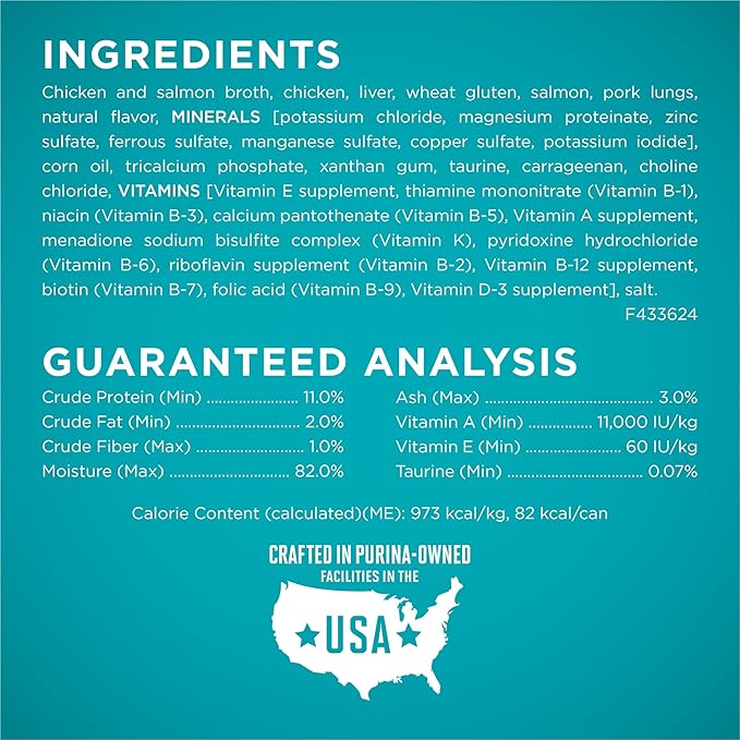 Purina ONE Natural, High Protein Cat Food, Chicken and Salmon Recipe in Sauce - (Pack of 24) 3 oz. Pull-Top Cans