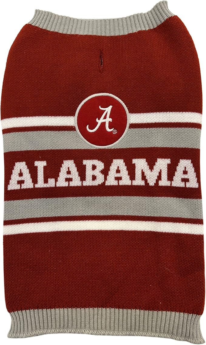 Pets First NCAA Alabama Crimson Tide Dog Sweater, Size Small. Warm and Cozy Knit Pet Sweater with NCAA Team Logo, Best Puppy Sweater for Large and Small Dogs, Team Color (AL-4179-SM)