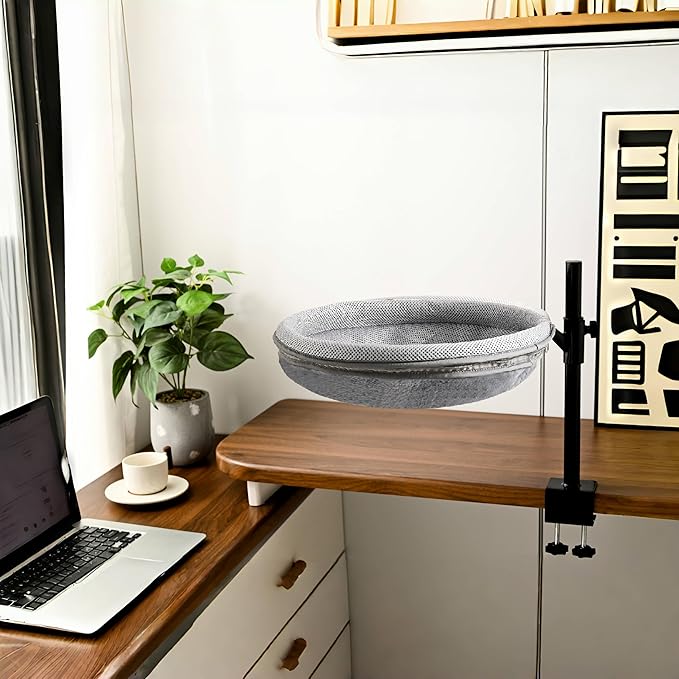 Cat Desk Bed - 360°Rotating & Height Adjustable Kitten Hammock Beds for Desks, Furniture for Office Table and Game Tables