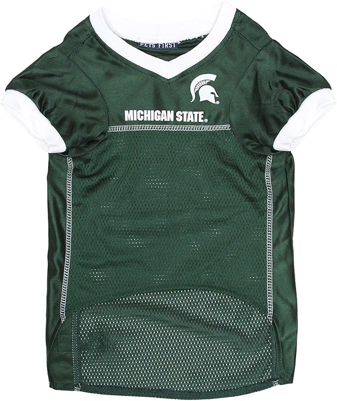 Pets First NCAA College Michigan State Spartans Mesh Jersey for DOGS & CATS, Large. Licensed Dog Jersey with your Favorite Football/Basketball College Team