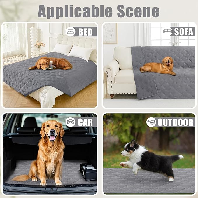 Smiry Waterproof Dog Bed Cover Blanket 52x82, Soft Reversible Pet Blanket, Washable Leakproof Cats Dogs Couch Cover for Sofa, Couch, Furniture, Grey/Grey