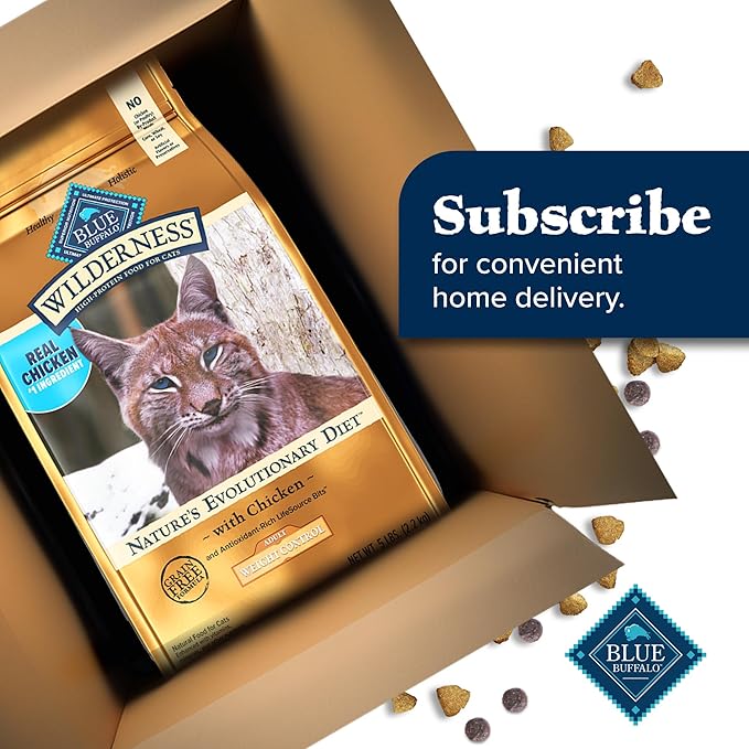 Blue Buffalo Wilderness Natural Adult Weight Management Dry Cat Food, High-Protein & Grain-Free Weight Control Formula, Chicken, 5-lb Bag