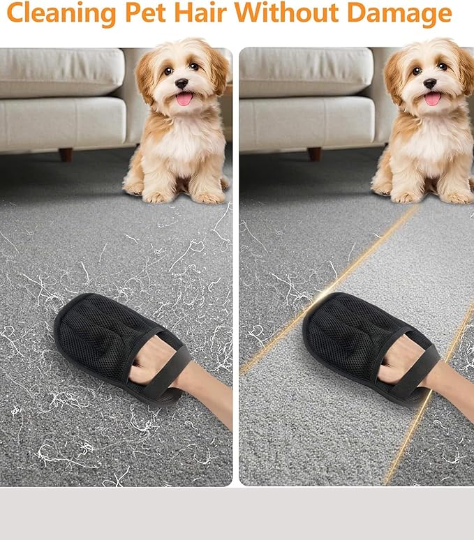 Pet Hair Removal Glove for Dogs & Cats, Upgraded Five-Finger Electrostatic Design, Reusable & Washable Fur Remover for Clothing, Couch, Carpet & Car Seats, Grooming Tool for Dogs & Cats (2 Pack)