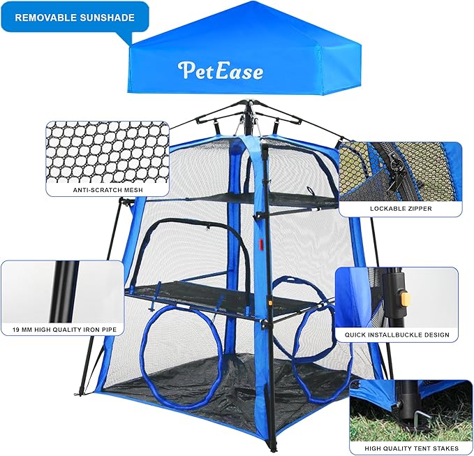Cat Tower Tent,Outdoor Patio Cat Enclosures with Breathable Mesh,Indoor Playpen Portable Exercise Tent