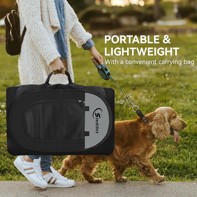 Siedihit Dog Cat Playpen, Puppy Pet Playpen Indoor for Dog Crate Tent Cage Outdoor, Portable Pop Up Dogs Enclosure Kennel with Carrying Case for Dogs/Cats/Rabbits (Dark Grey, Medium)
