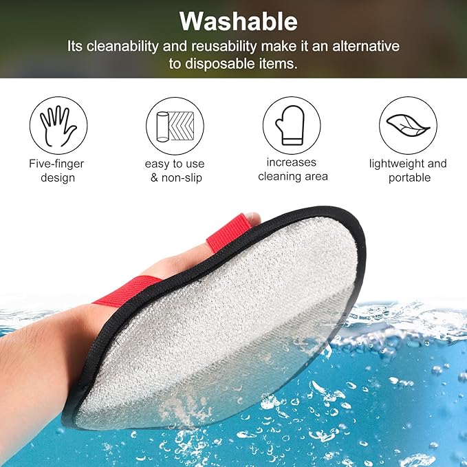 Pet Hair Remover Glove, Reusable Cat & Dog Grooming Glove Electrostatic Mitt Static Five Finger Pet Hair Brush Removal Tool for Sofa Carpet Curtain Furniture Clothes Car Seat