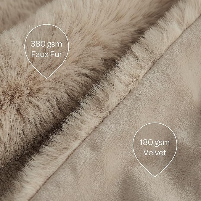 4 Cats & Dogs Pet Faux Fur Throw Blanket – Ultra Soft, Waterproof, Leakproof, Washable, Large (50"x60") Plush Pet Blanket for Couch, Bed, Sofa Protection – Luxurious, Cozy & Durable - Taupe