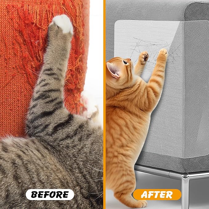 12 PCS Cat Scratch Furniture Protector, 2 Sizes Self-Adhesive Couch Protectors from Cats Claw for Sofa, Walls, Doors