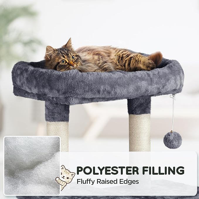 Topeakmart 63in Cat Tree, Large Cat Tower Furniture with Cat Condo, Padded Platform & Sisal-Covered Scratching Post, Stable Cat Tower Pet Play House