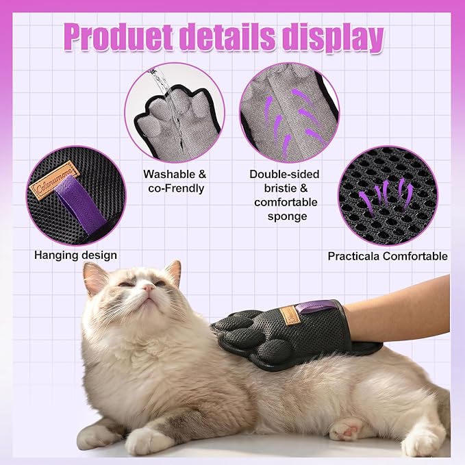 Pet Hair Removal Glove for Dogs & Cats Five-Finger Electrostatic Pet Hair Remover Glove Reusable Brush Pet Hair Tool & Upholstery Cleaning pet Gloves for pet Hair Removal