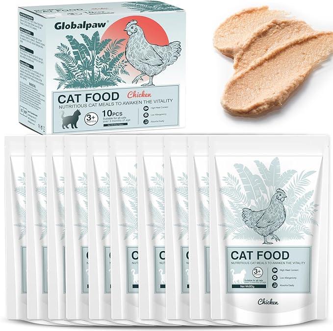 Lickable Creamy Cat Treats for Adult & Senior Cats, Premium Wet Pet Food Delectables Bisque for Cats Dogs Chicken Recipe Protein-Rich - (Pack of 10) 2.8 oz Pouches (Chicken Lickable Wet Pack of 10)