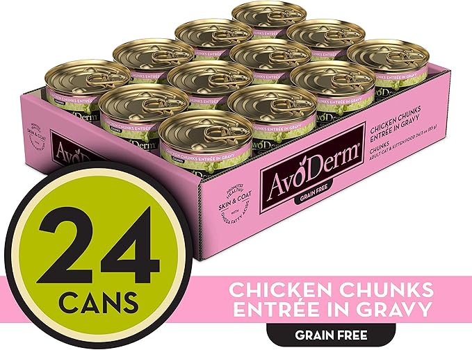AvoDerm Natural Chicken Chunks Entrée in Gravy - Grain Free Wet Canned Cat Food