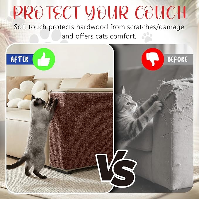 18 PCS Large Cat Scratch Furniture Protector, Couch Protector from Cat Claws, Scratch Mat for Pet Couch Furniture Covering, Cats Scratching Post Replacement Pads 17IN (Brown)
