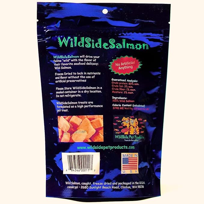 100% Wild Alaskan Salmon Freeze Dried Cat Treats - Healthy Training Treat - 3oz (3 Pack)