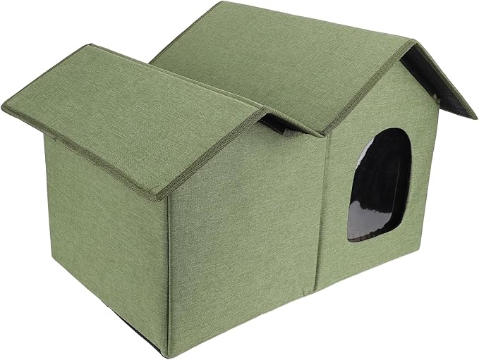 AYNEFY Cat Beds Furniture Outdoor Cat Cave Spacious Peaked Design Enclosed Hideaway with Portable Folding Design for Year Round Comfort Foldable House for Indoor Cats (OD Green)