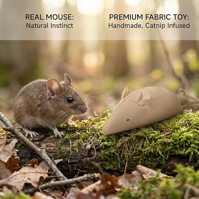 Catnip Mice Toys for Cats, 6PCS Large Interactive Fabric Mouse Toys for Indoor Adult Cats & Kittens, Encourages Cuddling, Kicking, Chasing, Playing and Chewing