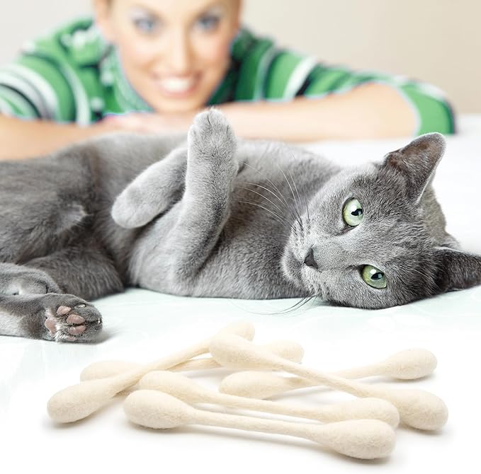 Glaciart One Swabs Cat Toys with Catnip - 6 Pk | Durable for Chew, Cute Cat Toys Interactive Kitty for Boredom, Exercise, & Play | Filled w/Organic Catnip for Anxiety & as Digestive Aid | Gift Idea