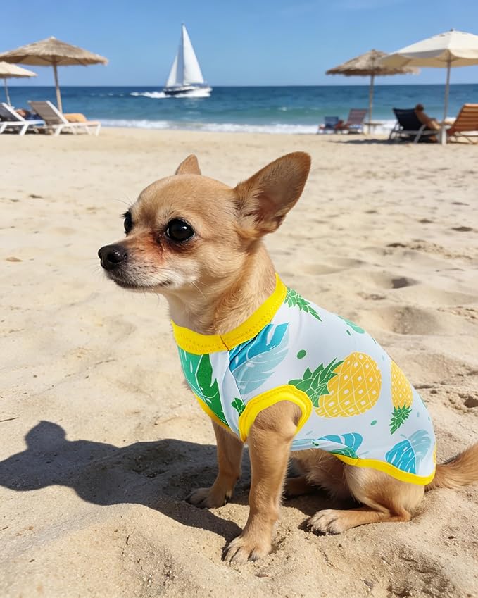 PET SHOW 4 Pack Summer Dog Shirts for Extra Small Doggies Boy UPF 50+ UV Sun Protection Cooling Clothes Tank Top Shark Puppy Kitten Cats T-Shirts Pet Holiday Party Sleeveless Vest Blue(X-Small)