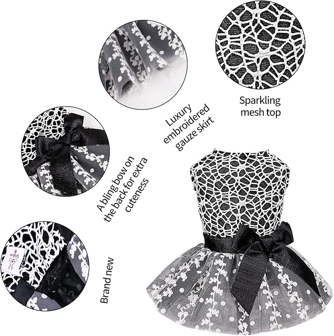 CuteBone Dog Birthday Dress Girl Puppy Skirt Tutu Cat Wedding Outfit Pet Party Clothes for Small Dogs Costume DD13XS