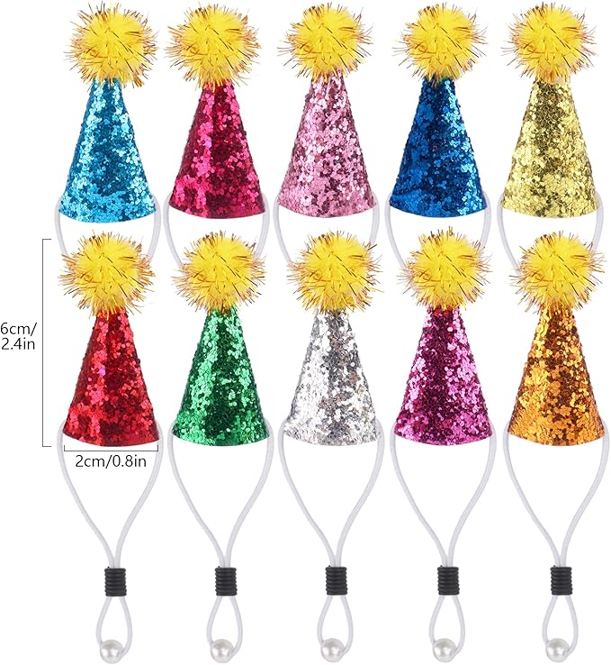 10pcs Mini Party Hats for Stuffed Animals Dog Cat Birthday Party Hat Rabbit Dinosaur Toy Animals Hat Pet Grooming Costume Accessories