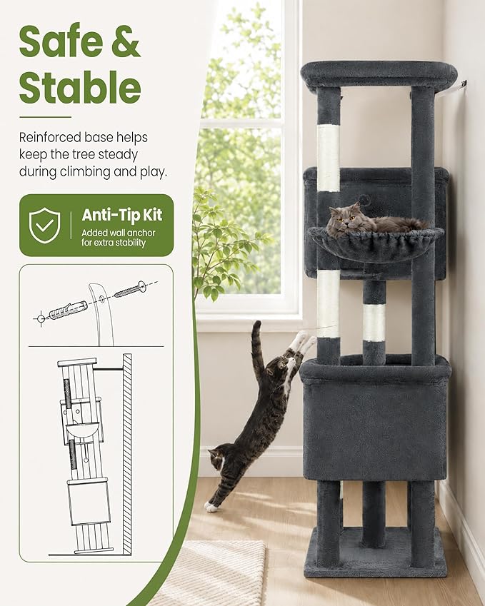 Extra Large Cat Tree, 84 Inch XXL Giant Cat Tower for Indoor Cats Large Adult 20lb+, Multi-Level Cat Climbing Condo with 5 Scratching Posts, 3 Wide Platform, 2 Baskets, 2 Cat Houses