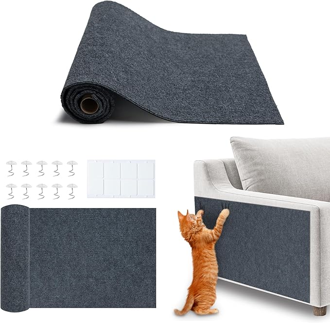 Best Pet Supplies Catify Cat Scratcher, Fun Interactive Scratchers, Posts, Poles, Claw Safe, Furniture Saver Indoor Play Support Natural Cat Behaviors Heavy Duty - Gray, 39.4 x 15.8