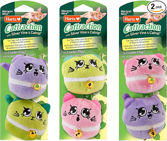 Cattraction with Silver Vine & Catnip Macaron Mice - 2 Pack,All Breed Sizes