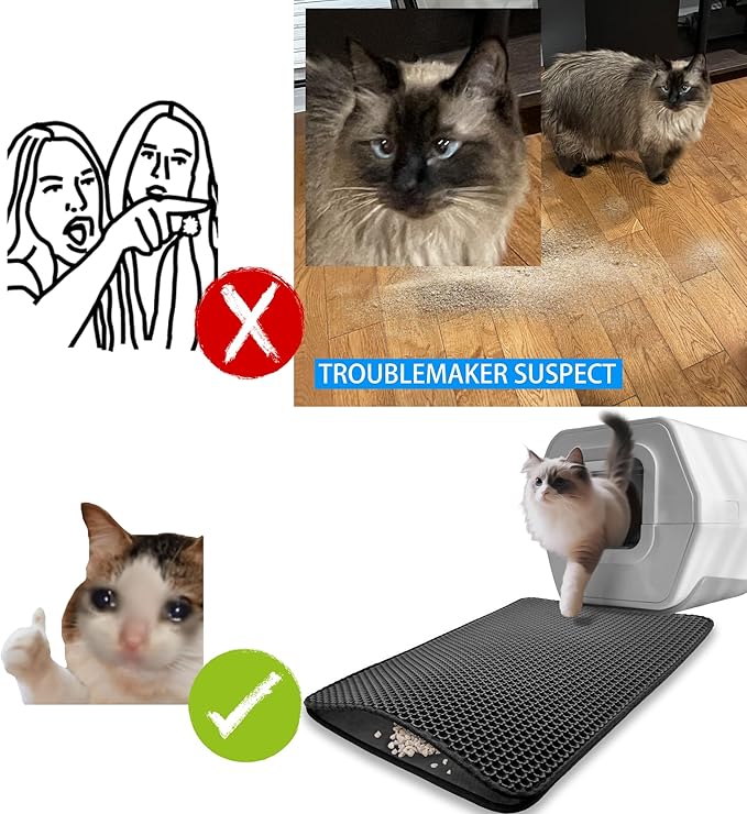 HTTMT- (15.7x12 inch) Pet Supplies Cats Litter & Housebreaking 30X40 Black Cat litter Mat Double Layer Pad Trapper Folding Pad EVA Foam Rubber