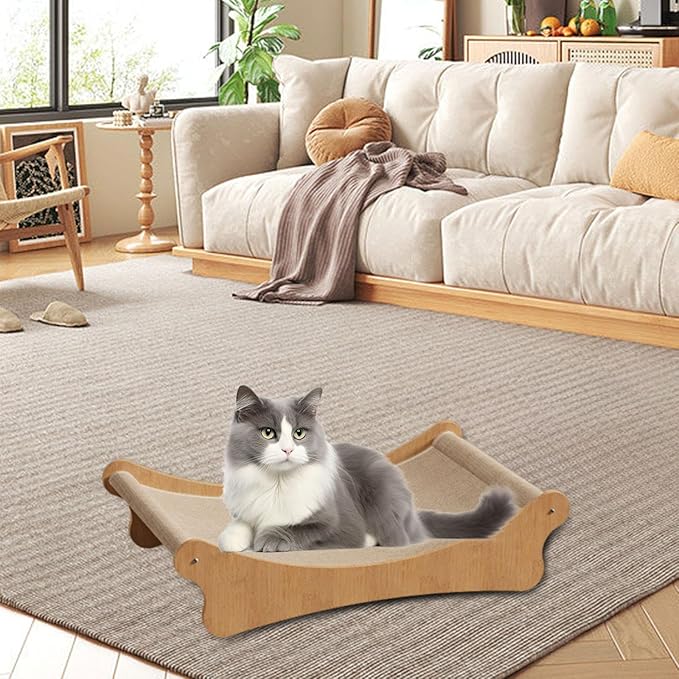Cat Scratcher Bed Scratch Pad Scratching Toy Playing Grinding Claw, Sturdy, Wooden Furniture Gift Pet Sleeping Bed, Medium