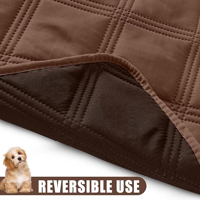 Smiry Waterproof Dog Bed Cover Blanket 30x82, Soft Reversible Pet Blanket, Washable Leakproof Cats Dogs Couch Cover for Sofa, Couch, Furniture, Lattice, Brown/Chocolate