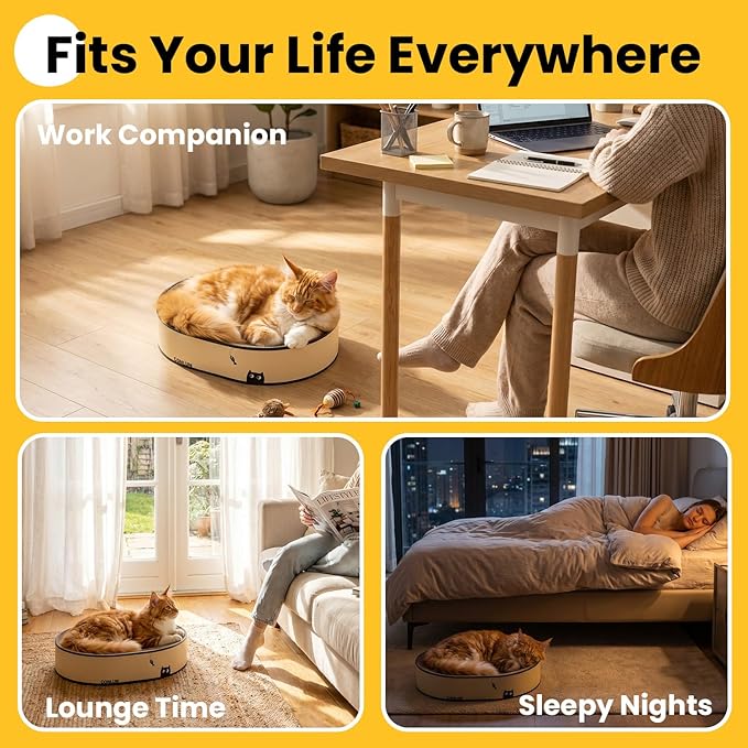 Conlun Oval Cat Scratcher Bed, 2-in-1 Cat Scratching Board, Natural Corrugated Cardboard Scratch Pad Lounge, Sealed Base Traps Debris,No Assembly Kitty Furniture,Stylish Colors Blends Any Home Decor