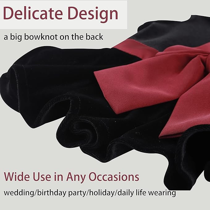 Pet Dresses for Small Dogs Cats Girl, Cute Princess Bowknot Dress Puppy Shirt All Weather Skirt Clothes Cat Apparel for Birthday Wedding Party Holiday (Medium, Velvet Black)