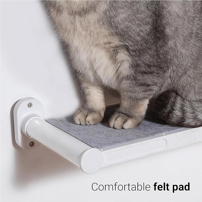SVD.PET Cat Wall Shelves, 17" x 8" Cat Wall Furniture with Felt Pad, Simple and Modern Design Wal Mounted Platforms for Pet Sleeping and Playing, Easy to Install and to Clean(White)