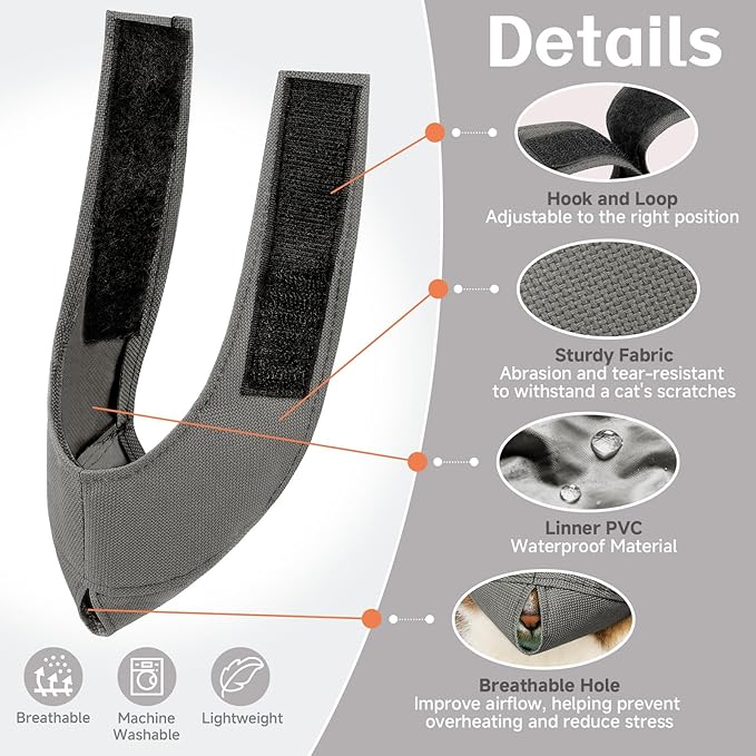 BARKLESS Cat Calming Muzzle for Grooming & Nail Trimming, Oxford Muzzle with Shading Design to Help Calm the Cat Down, Soft Head Cover to Prevent Biting & Scratching (Grey, M)