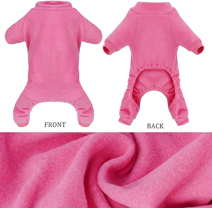 Velvet Dog Pajamas Stretchy Pet Clothes Puppy Jumpsuit Solid Color Cat Clothes for Small Pet Dog and Cat (Pink, Small)