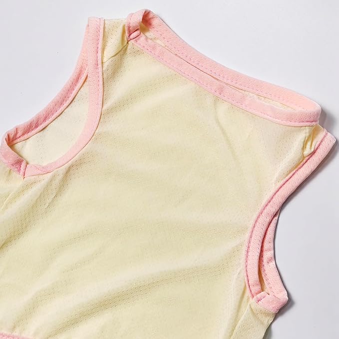 2Pcs Cooling Shirts for Small Dogs, Sleeveless Dog Vest, Lightweight Breathable Dog Summer Tank Top Sun Protection Shirts for Dogs Cats Pet Apparel (Pink Yellow, Medium Size for 5.0-8.5lb Pets)